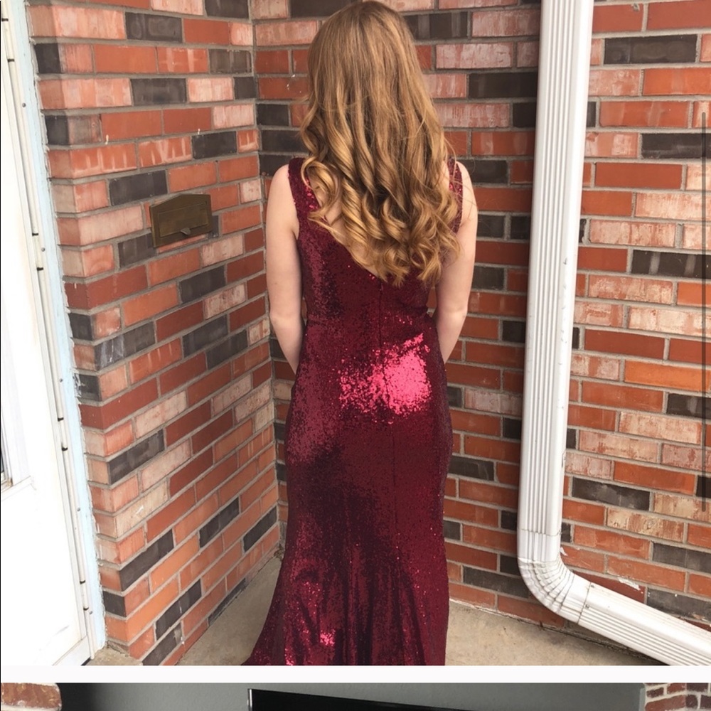 MAROON SEQUIN FORMAL PROM DRESS SPARKLE - Picture 2 of 4